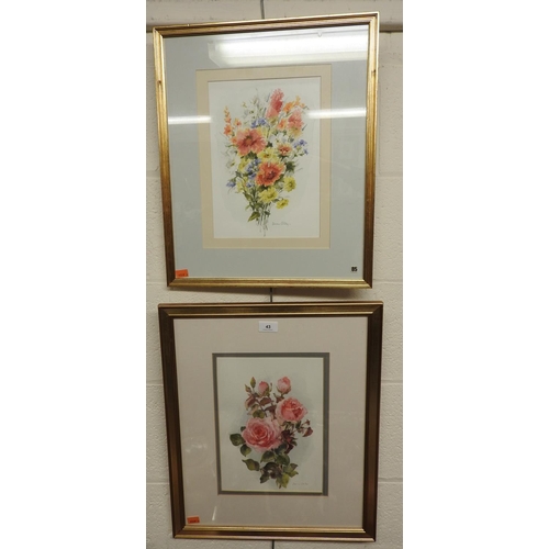 43 - Doreen Chiha, two floral study watercolours, signed