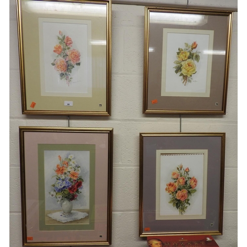 68 - Doreen Chiha, four floral studies, signed watercolours