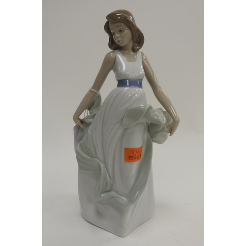 117 - Nao porcelain figure of a diaphanous girl 'Walking on Air'