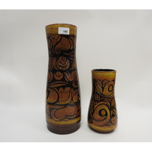 190 - Two Poole Aegean pattern vases, the tallest 40cm, the smaller one 23.5cm (2)