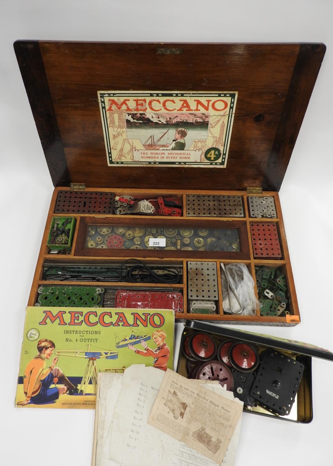Meccano set labelled '4A'; also Meccano instructions for No. 4 Outfit ...