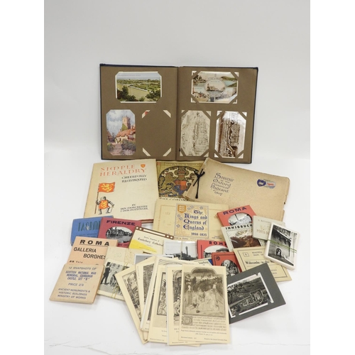 294 - Assorted ephemera including European souvenir picture cards, John Player cigarette card album, postc... 