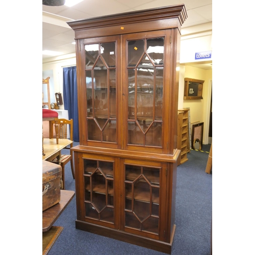 439 - Late Victorian mahogany library bookcase, circa 1890, with four astragal glazed doors and five adjus... 