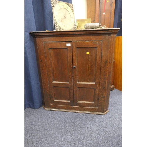 442 - 19th Century oak flat front hanging corner cupboard