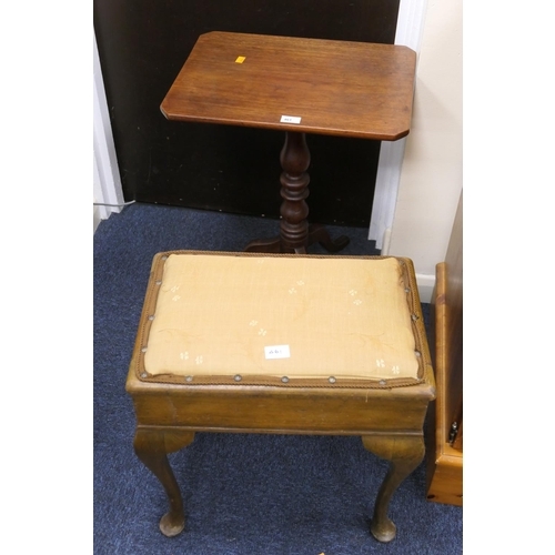 461 - Mahogany pedestal tripod table and a music stool (2)