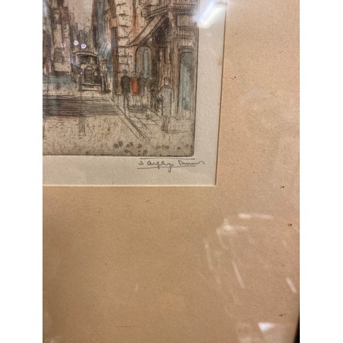 2 - Pair of signed coloured drypoint etchings of Chester landmarks