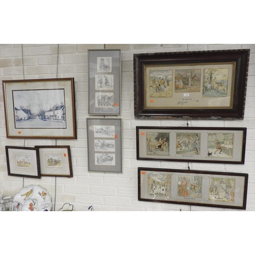 5 - Three Victorian triptych chromo-lithographic prints entitled 'The Artful Fox' and 'The Queen of Hear... 