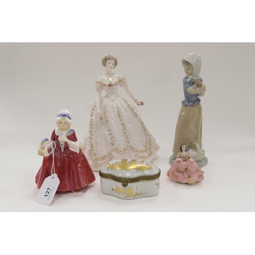 127 - Royal Worcester limited edition figure 'Sweetest Valentine' for Compton and Woodhouse, also a Nao po... 