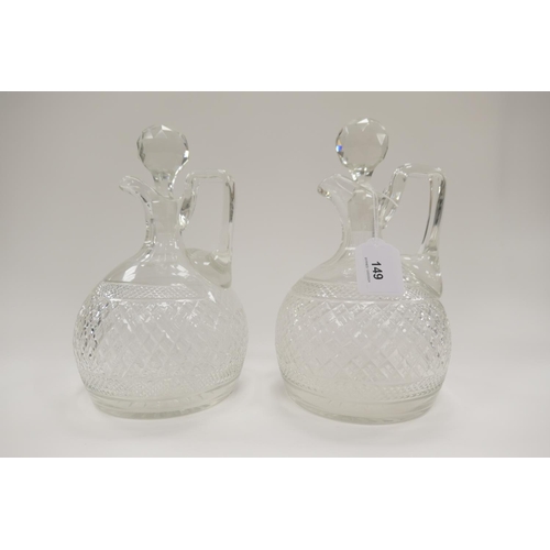 149 - Pair of cut glass claret jugs, height 23cm