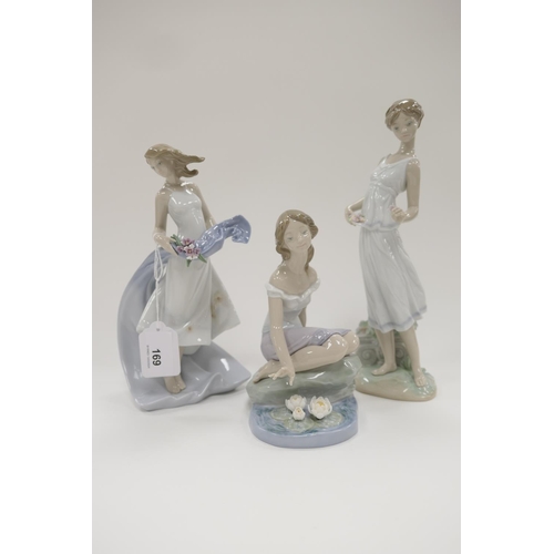 169 - Three Lladro Privilege porcelain figures 'Blissful youth', 'Flowers for a goddess' and 'Reflections ... 