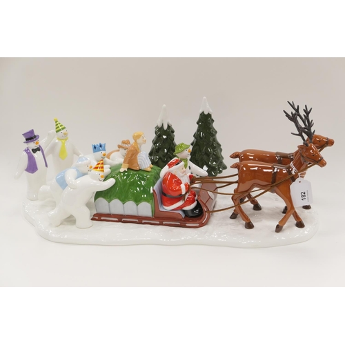 182 - Limited edition Coalport Characters Father Christmas and the Snowman figure group 'A sleigh ride hom... 