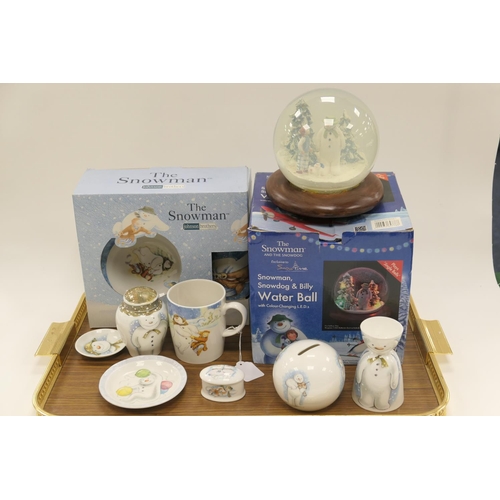 186 - Six Royal Doulton The Snowman gift pieces including money bank, also Portmeirion The Snowman mug, Jo... 