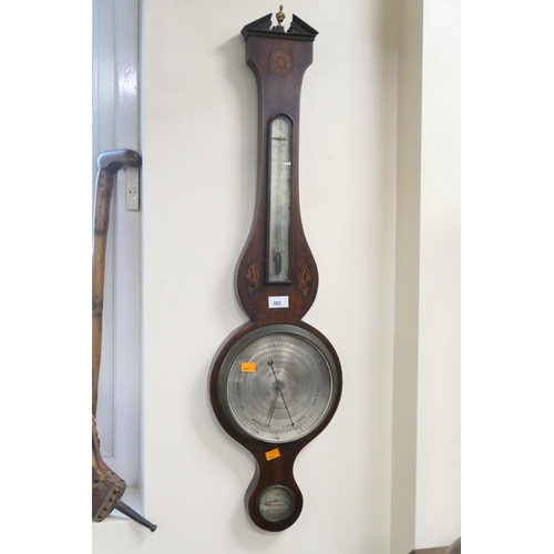 362 - Mahogany and inlaid wheel barometer by Duperey, Brooks Market