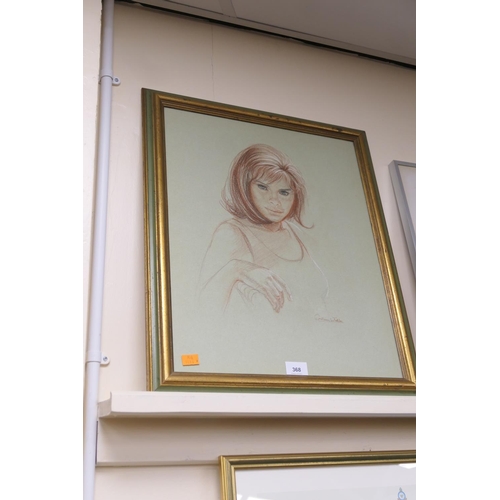 368 - Constance Fidler, Youth, coloured chalk drawing on paper, signed, 51cm x 41cm, exhibited at the Roya... 