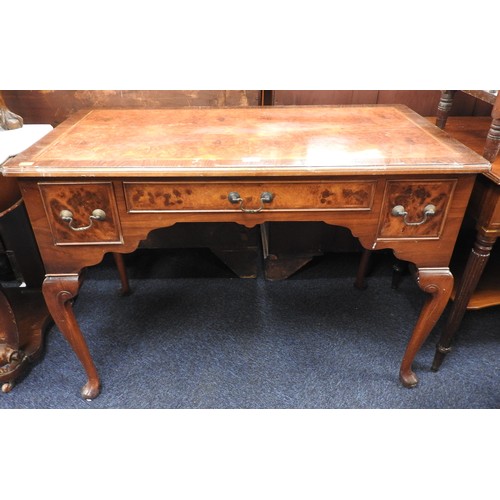 423 - Burr walnut kneehole dressing table