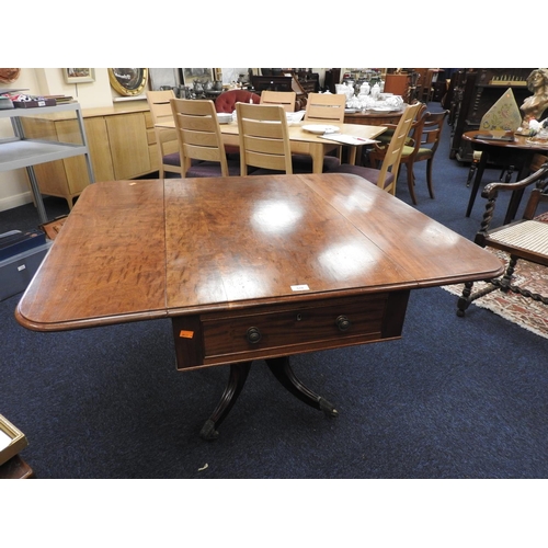 578 - Victorian plum pudding mahogany pedestal Pembroke table, 99cm x 58cm