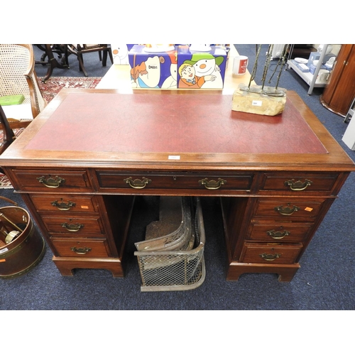 593 - Late Victorian walnut small twin pedestal desk, width 122cm, depth 64cm, height 78cm