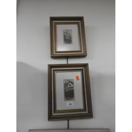 595 - Pair of framed Chester landmark engravings