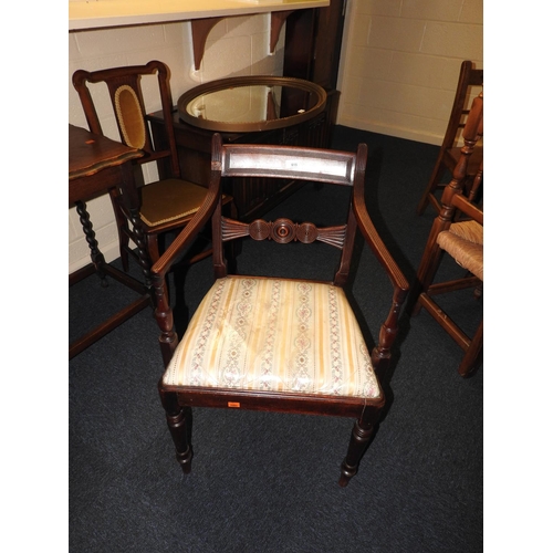 615 - Late Regency mahogany bar back carver chair, width 54cm