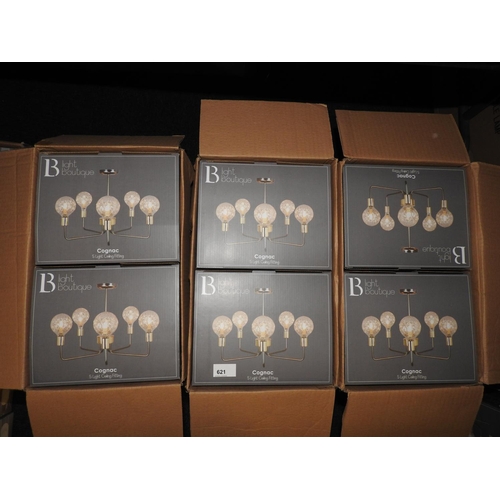 621 - Six Light Boutique Cognac five light ceiling fittings, size approx. 40cm x 25cm x 52cm, all as new a... 