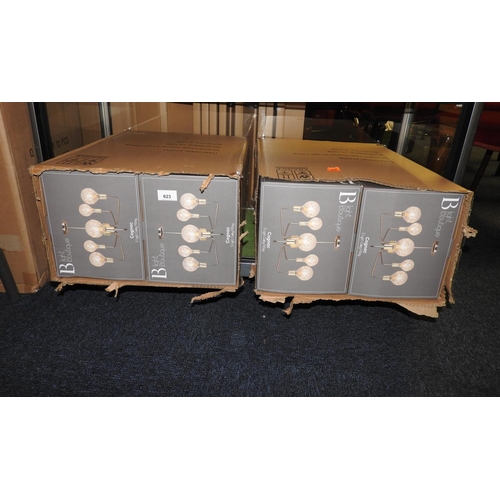 623 - Four Light Boutique Cognac five light ceiling fittings, size approx. 40cm x 25cm x 52cm, all as new ... 