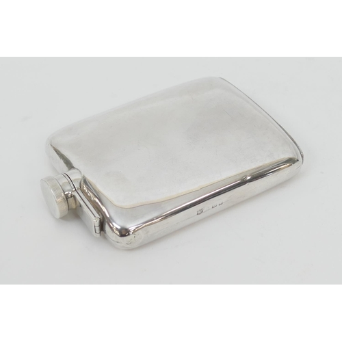 100 - George VI silver hip flask, Birmingham 1942, pocket curved form with hinged bayonet cap, 13.5cm x 9c... 