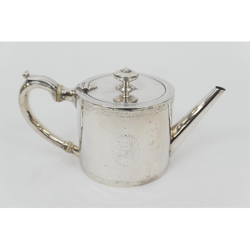 113 - George III silver teapot, by Daniel Smith and Robert Sharp, London 1774, straight sided cylinder for... 