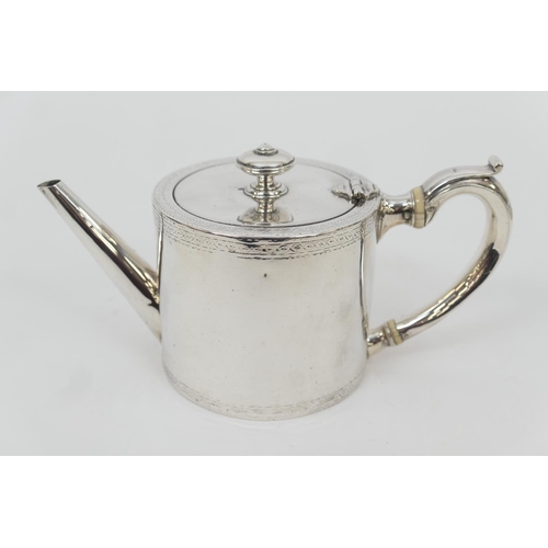 113 - George III silver teapot, by Daniel Smith and Robert Sharp, London 1774, straight sided cylinder for... 