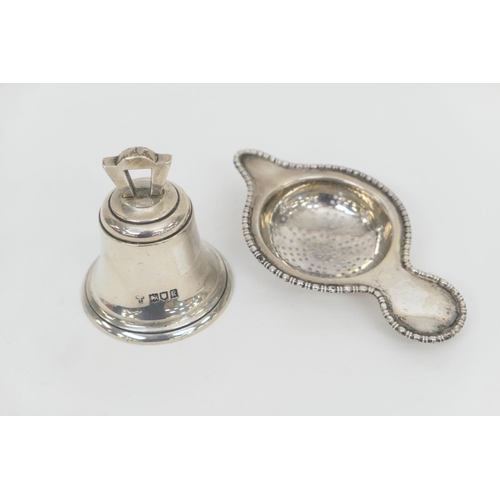 133 - Edwardian silver table bell, London 1905 (clapper deficient), height 8cm, weight approx. 195g; also ... 