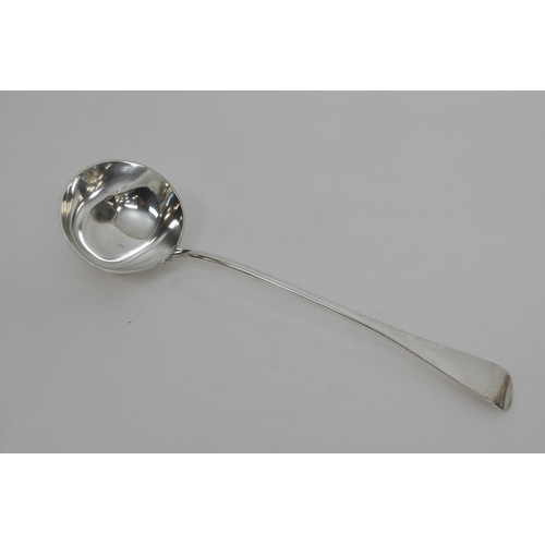 136 - Victorian silver Old English pattern soup ladle, by John Aldwinckle and Thomas Slater, London 1890, ... 