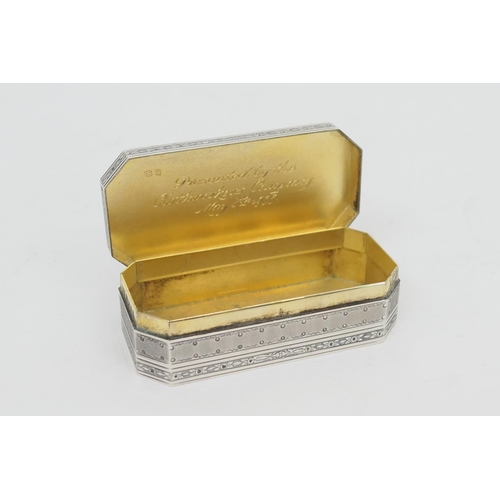 151 - George V silver presentation snuff box by Collingwood & Co., London 1935,  Jubilee mark, canted rect... 