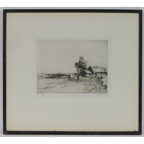 286 - Jackson Henry Simpson (1893-1963), The Croft, drypoint etching, signed and titled in pencil, 16.5cm ... 