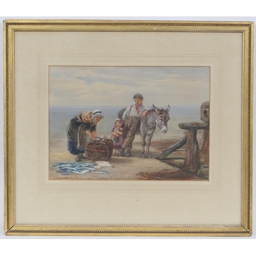 289 - James Drummond (1816-77), Pair, On the Beach, watercolours, signed, dated 1874, 26cm x 35cm