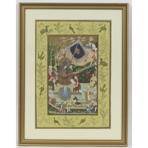 298 - Indian School (late 19th Century), Pair of gouache paintings featuring ceremonial figures bordered w... 