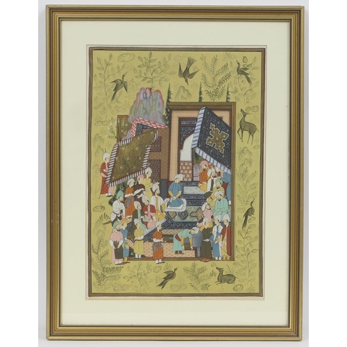 298 - Indian School (late 19th Century), Pair of gouache paintings featuring ceremonial figures bordered w... 