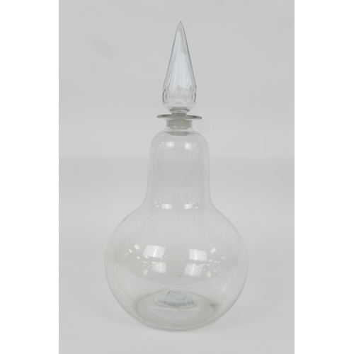 34 - Victorian pharmacist's or perfumier's jar, late 19th Century, with cut tear shaped stopper over a pe... 