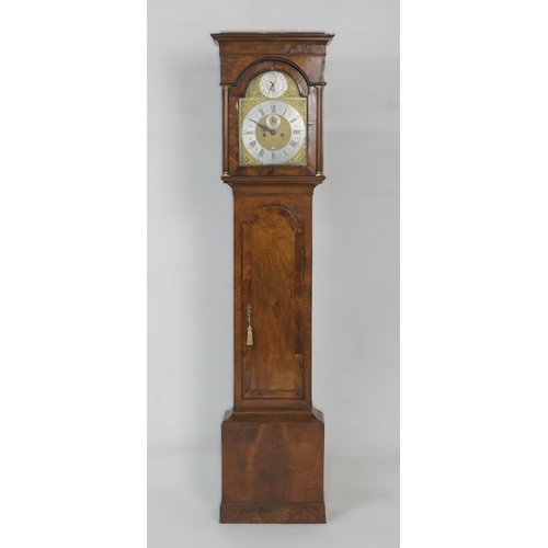 647 - John Greaves, Newcastle, walnut eight day longcase clock, mid 18th Century, the hood with cavetto mo... 