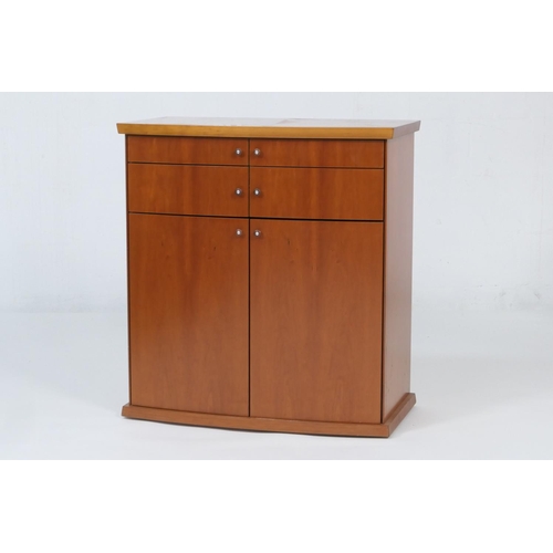 659 - Skovby Kirsebaer cherrywood bowfront side  cabinet, fitted with two drawers with two cupboard doors ... 