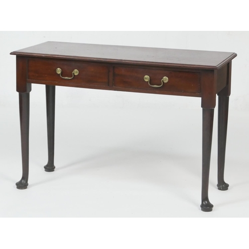 661 - Mahogany two drawer side table, 19th Century, raised on turned legs with pad feet, width 106cm, dept... 