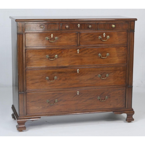 664 - Late George III mahogany chest of drawers, circa 1810-20, fitted with three small frieze drawers wit... 