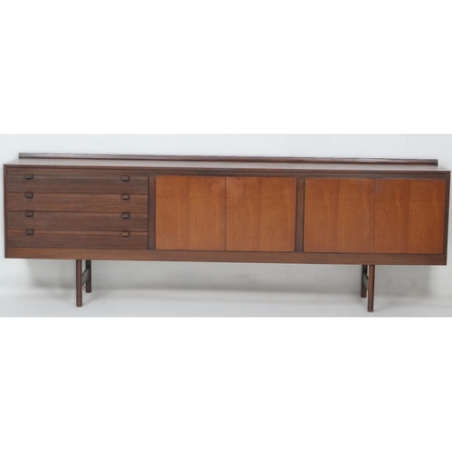 665 - Robert Heritage 'Knightsbridge' long sideboard made by Archie Shine Ltd, of teak and afromosia with ... 