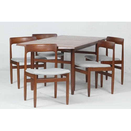 666 - John Herbert for Younger Furniture, teak dining room suite comprising pull out extending dining tabl... 