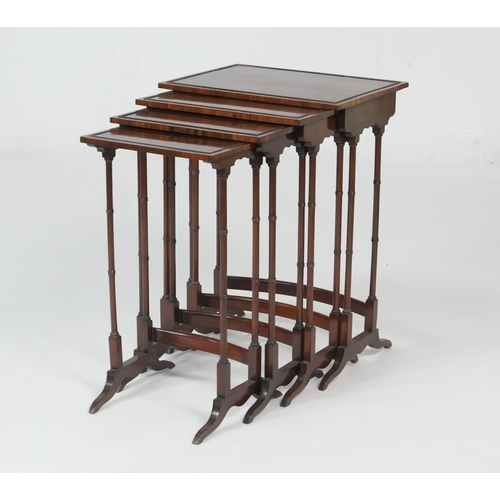 688 - Late Victorian mahogany and rosewood banded quartetto nest of tables, circa 1890, the largest 50cm x... 