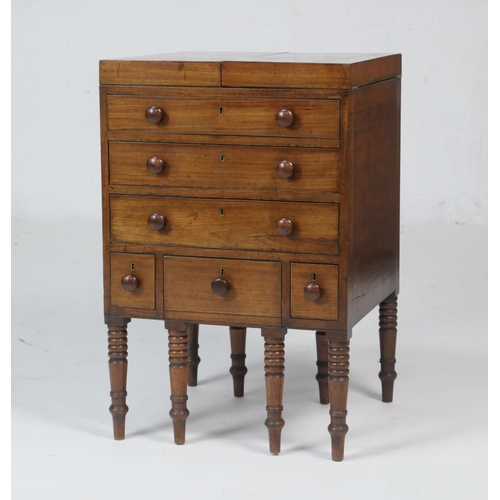 705 - Early Victorian mahogany gentleman's washstand (now converted), the hinged top opening to reveal a g... 