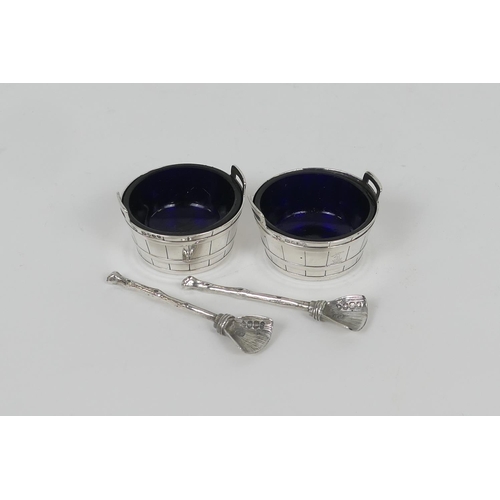 90 - Pair of Victorian silver dairy pail salts, maker R H (possibly Robert Hennell), London 1864, each wi... 