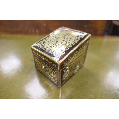 545 - Asprey & Co., London, boulle box, late 19th Century, possibly for string, having a sloping front and... 