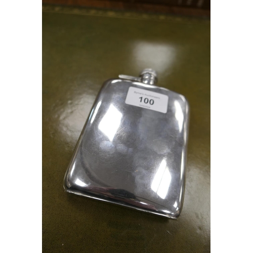 100 - George VI silver hip flask, Birmingham 1942, pocket curved form with hinged bayonet cap, 13.5cm x 9c... 