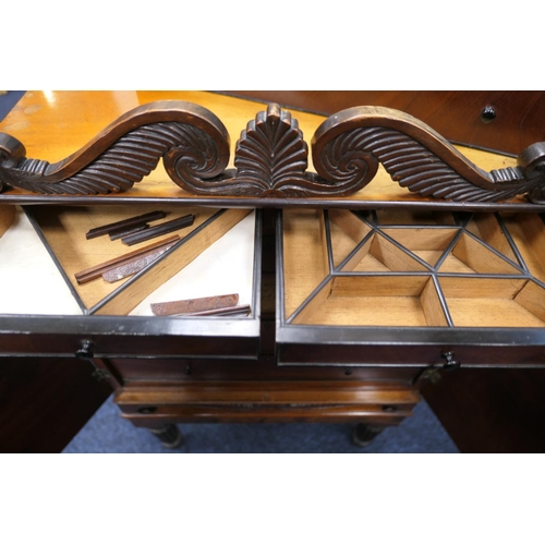 631 - George IV mahogany collector's cabinet, dated 1826, in the manner of George Bullock, the carved anth... 