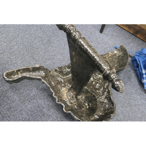 584 - Pair of Victorian lion and unicorn cast iron boot scrapes, mid 19th Century, the lion 68cm, the unic... 