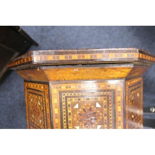 649 - Moorish octagonal parquetry table, circa 1900, inlaid throughout with mother of pearl and wood tesse... 